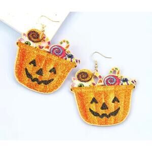 Halloween Pumpkin Candy Drop Earrings